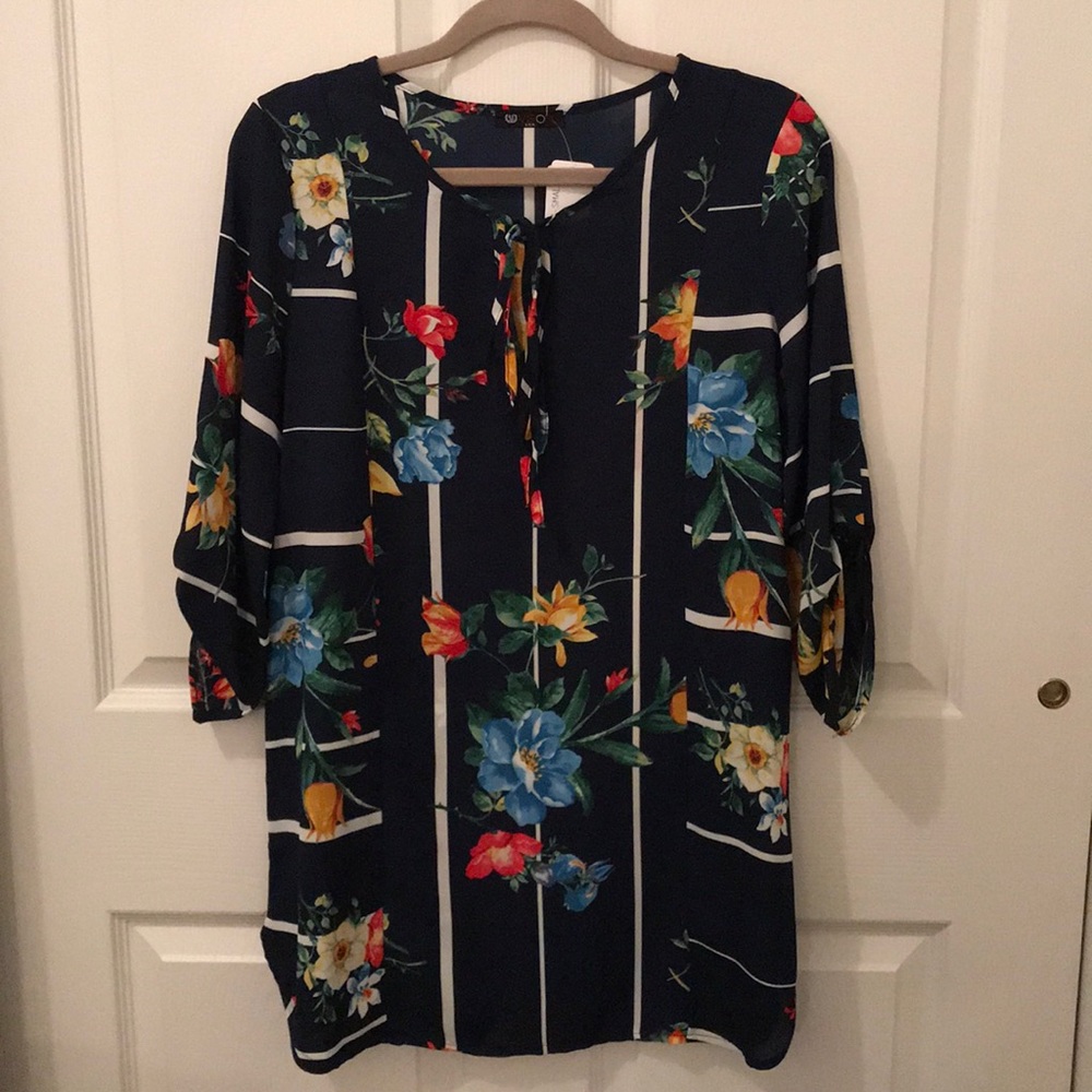 Keyhole Tie Front Blouse